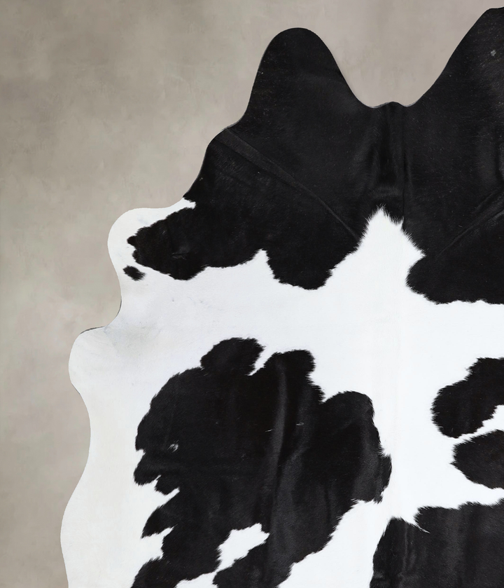 Black and White X-Large Brazilian Cowhide Rug 7'1"H x 6'7"W #A43594 by Hudson Hides
