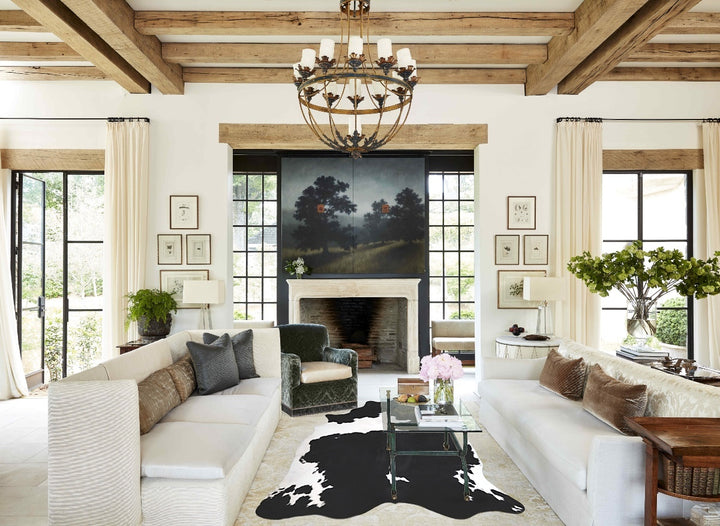 Black and White X-Large Brazilian Cowhide Rug 6'11"H x 6'8"W #A43596 by Hudson Hides