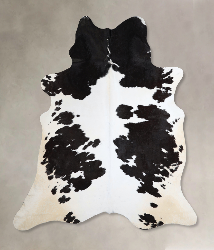 Black and White XX-Large Brazilian Cowhide Rug 8'0"H x 6'11"W #A43597 by Hudson Hides