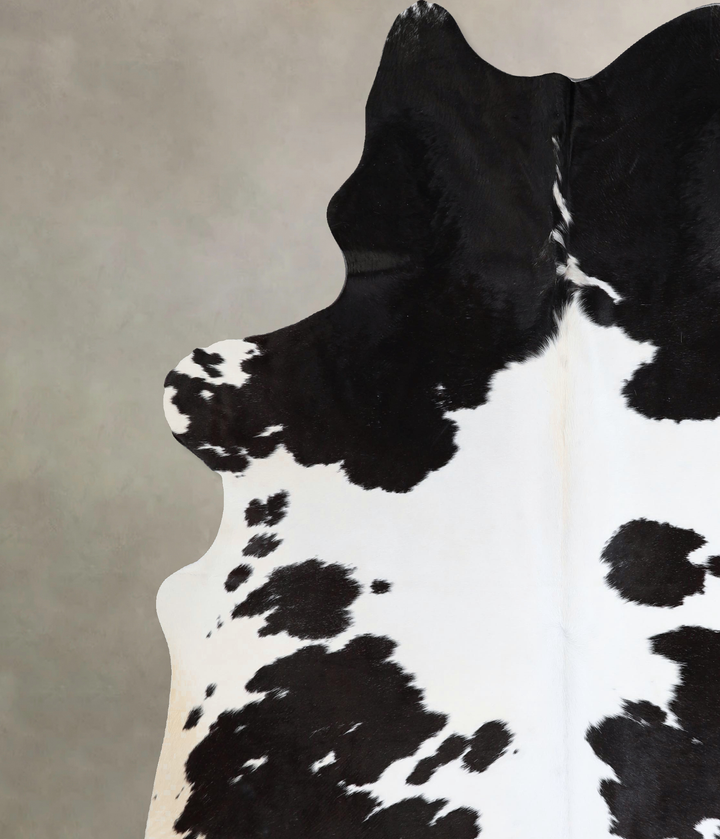 Black and White XX-Large Brazilian Cowhide Rug 8'0"H x 6'11"W #A43597 by Hudson Hides