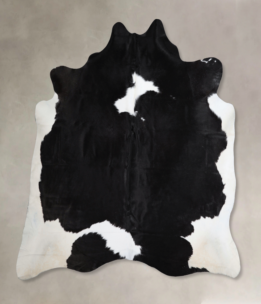 Black and White XX-Large Brazilian Cowhide Rug 7'2"H x 7'3"W #A43598 by Hudson Hides