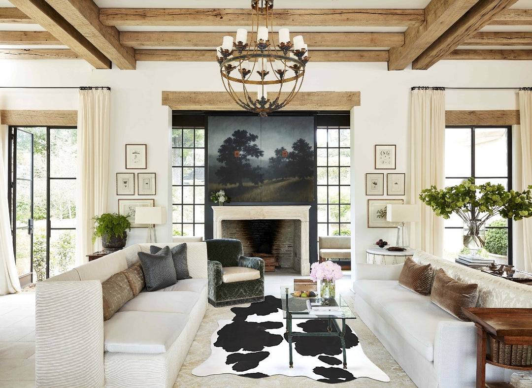 Black and White X-Large Brazilian Cowhide Rug 7'5"H x 6'1"W #A43603 by