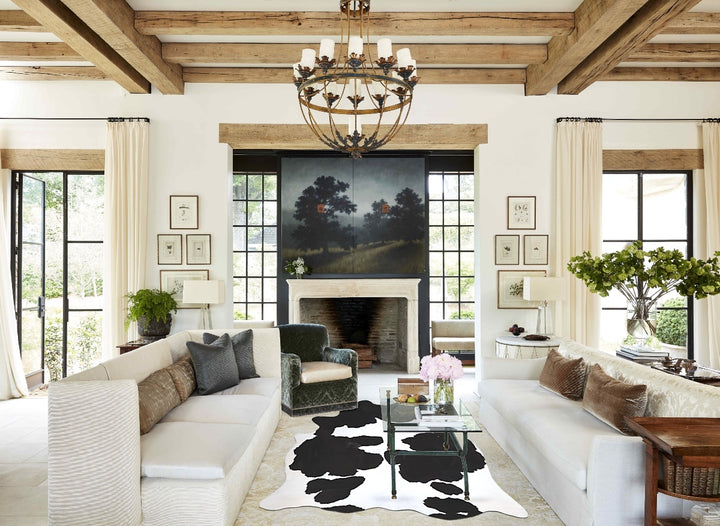 Black and White X-Large Brazilian Cowhide Rug 7'5"H x 6'1"W #A43603 by Hudson Hides