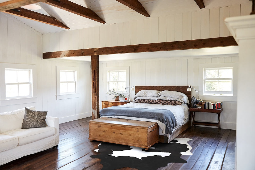 Black and White X-Large Brazilian Cowhide Rug 7'5"H x 6'1"W #A43603 by