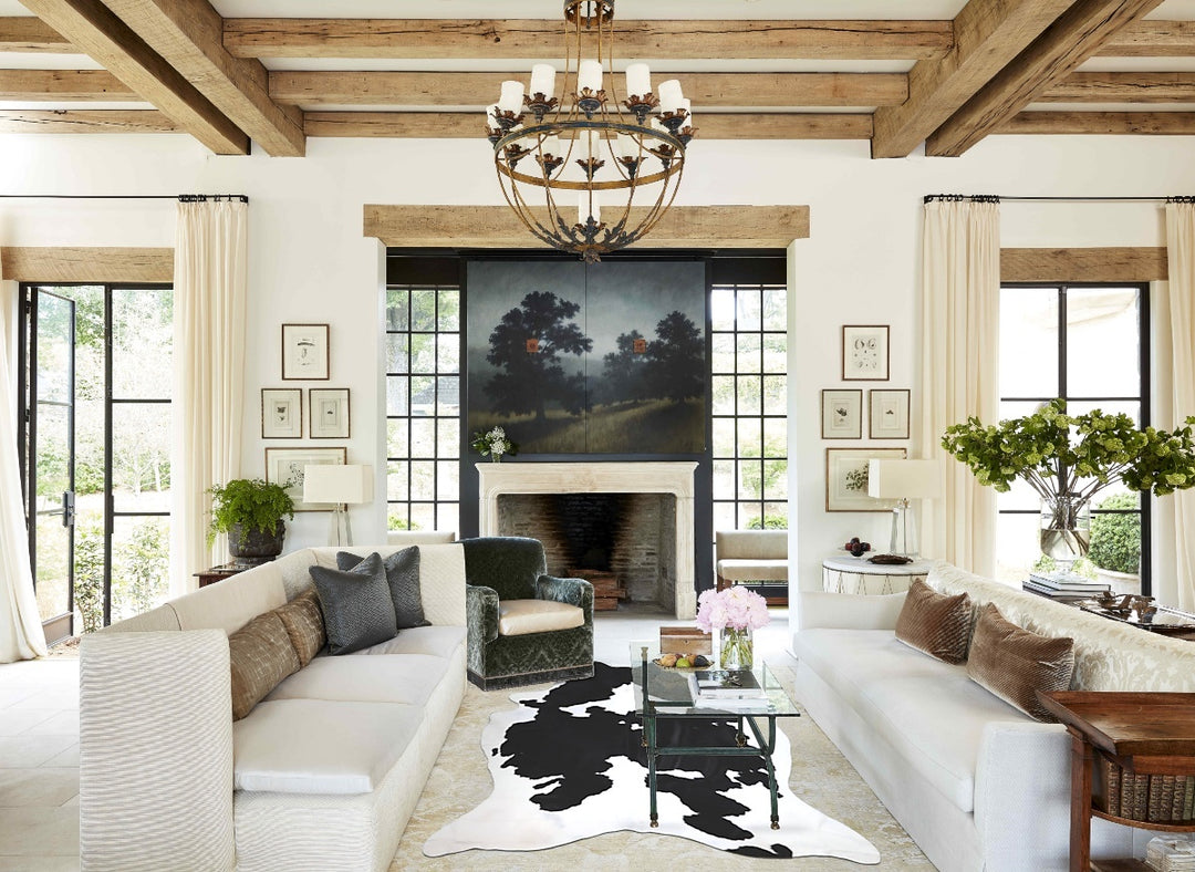 Black and White XX-Large Brazilian Cowhide Rug 8'7"H x 7'1"W #A43613 b