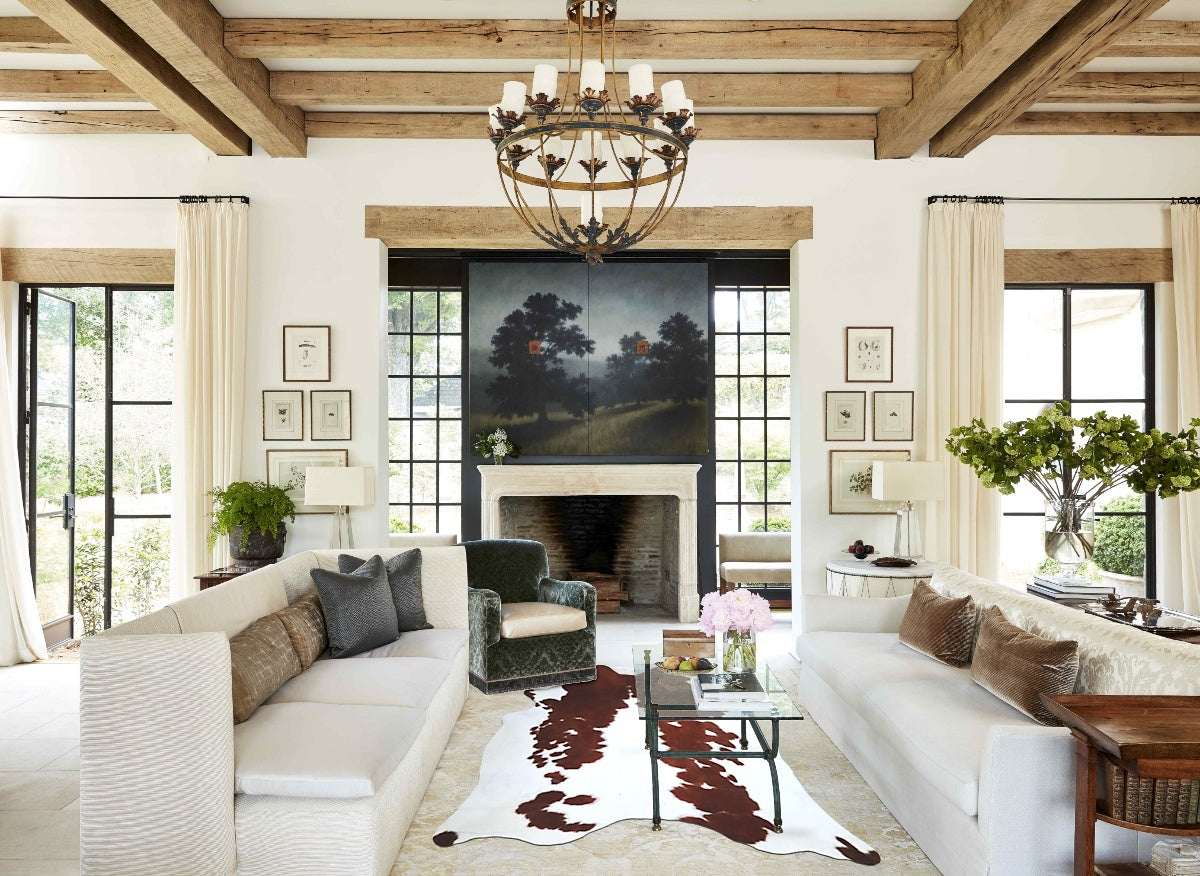 Brown and White X-Large Brazilian Cowhide Rug 6'11"H x 6'1"W #A43667 by Hudson Hides