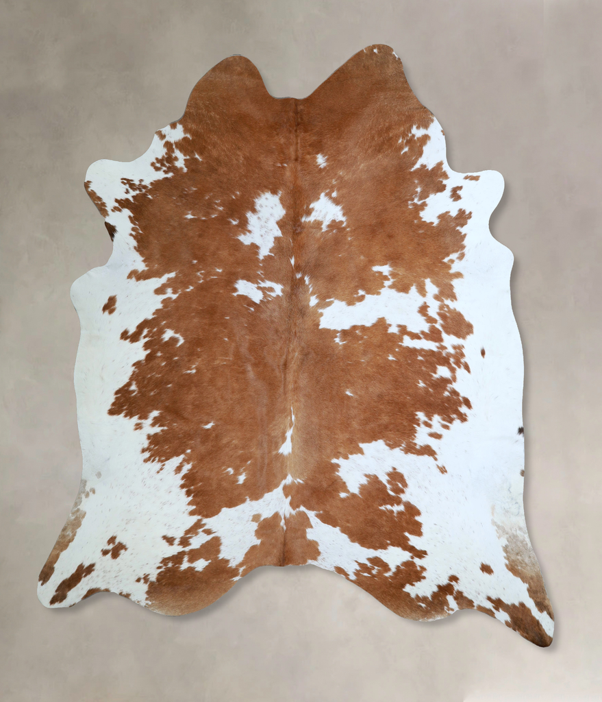 Brown and White XX-Large Brazilian Cowhide Rug 7'9"H x 6'11"W #A43668 by Hudson Hides