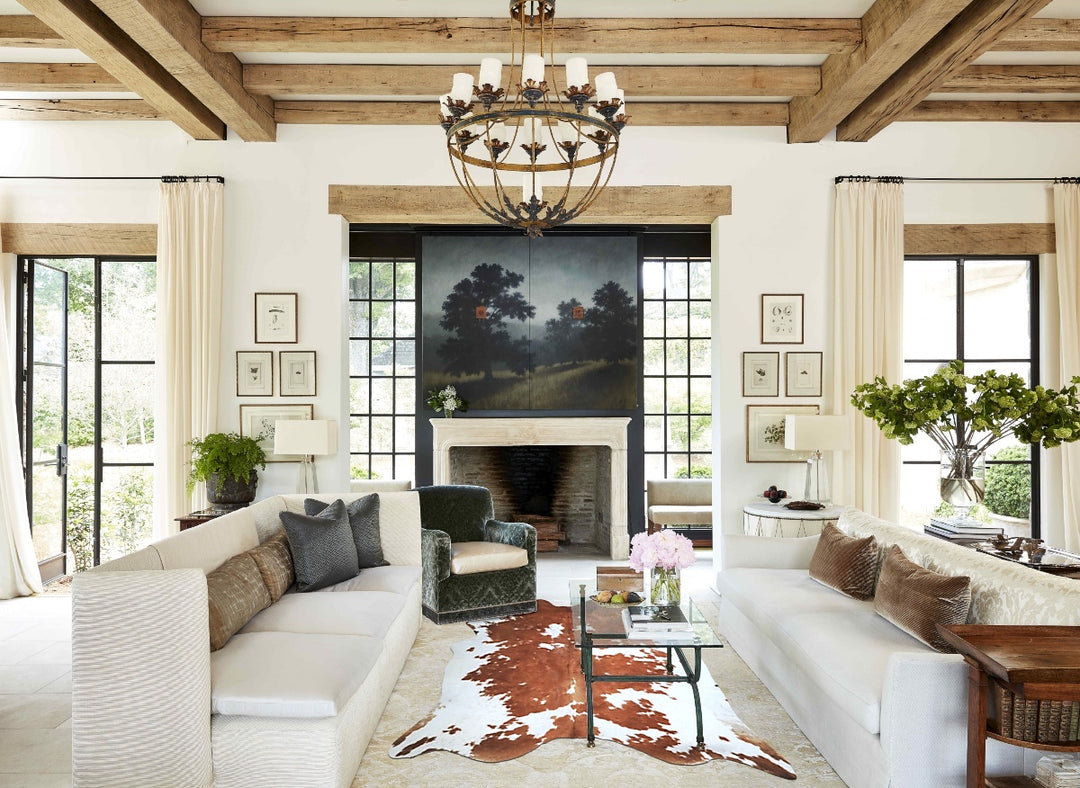 Brown and White XX-Large Brazilian Cowhide Rug 7'9"H x 6'11"W #A43668 