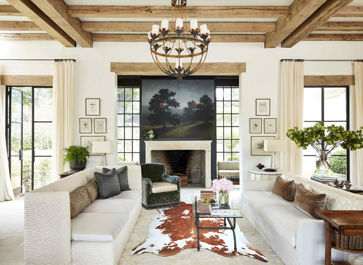 Brown and White XX-Large Brazilian Cowhide Rug 7'9"H x 6'11"W #A43668 by Hudson Hides