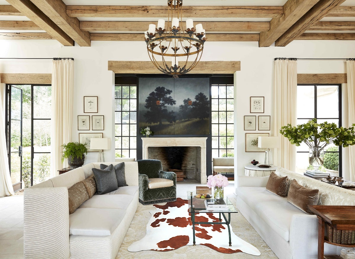 Brown and White X-Large Brazilian Cowhide Rug 6'9"H x 6'7"W #A43671 by Hudson Hides