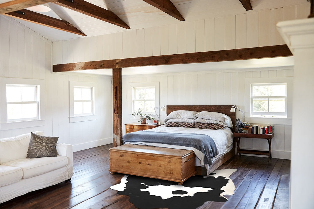 Black and White XX-Large Brazilian Cowhide Rug 7'11"H x 7'0"W #A43677 