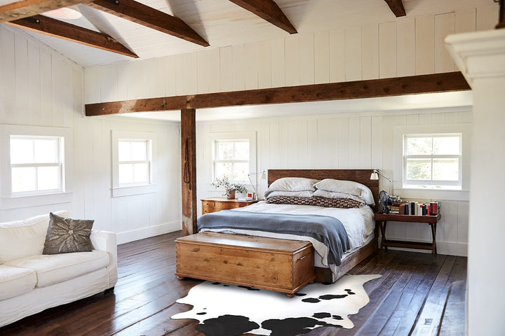 Black and White XX-Large Brazilian Cowhide Rug 7'9"H x 7'3"W #A43685 by Hudson Hides