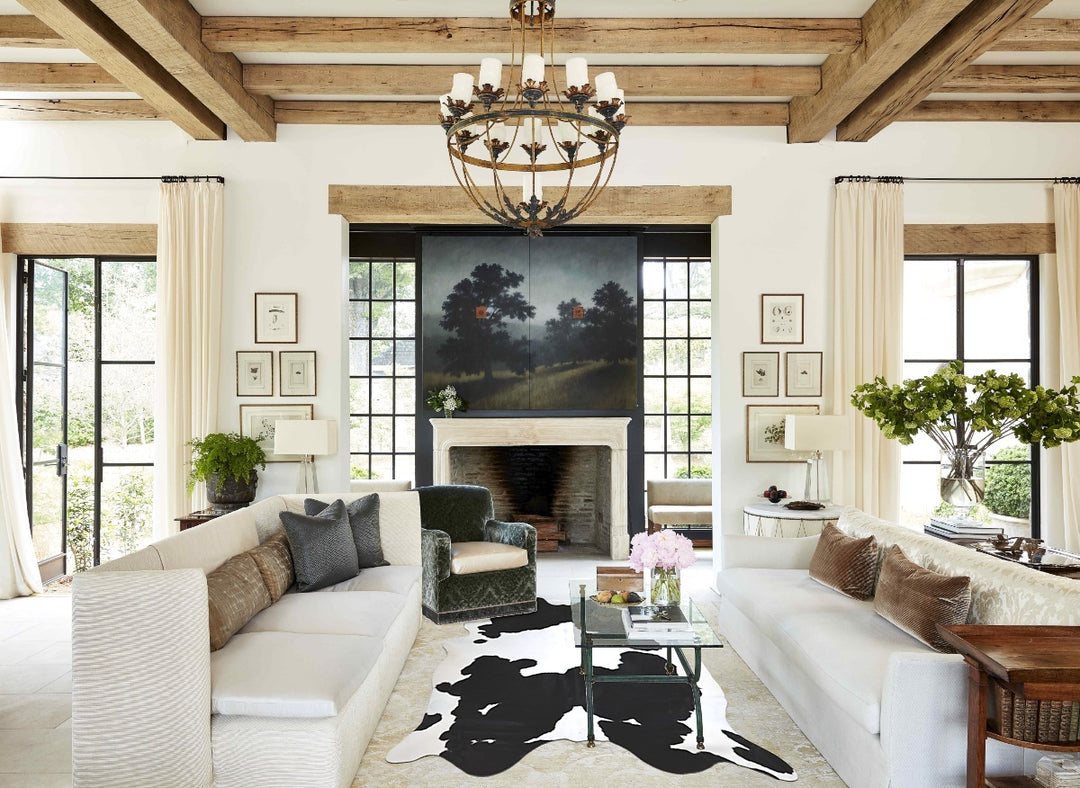 Black and White XX-Large Brazilian Cowhide Rug 8'8"H x 7'1"W #A43692 b