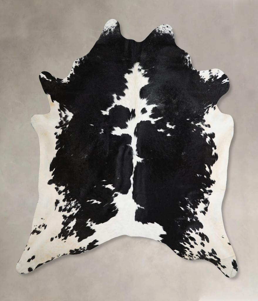 Black and White XX-Large Brazilian Cowhide Rug 7'7"H x 6'9"W #A43698 by Hudson Hides