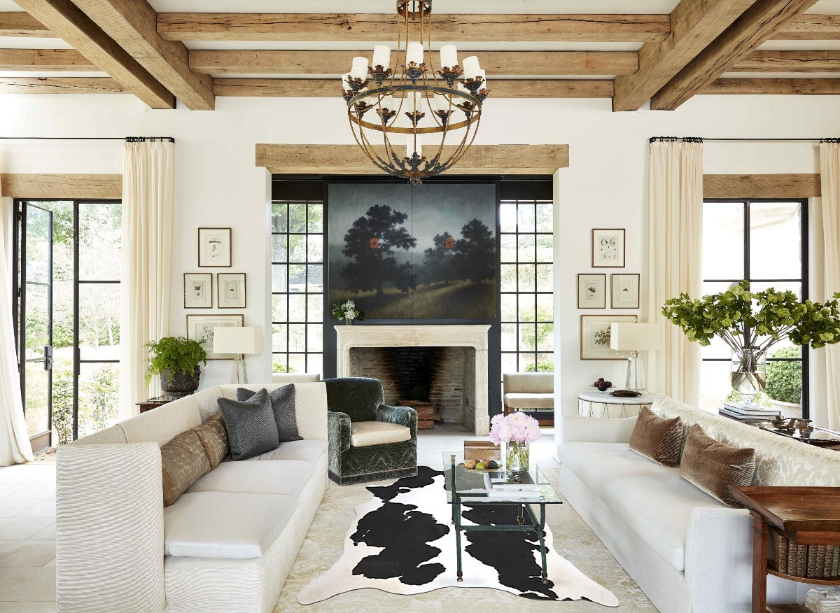 Black and White XX-Large Brazilian Cowhide Rug 7'9"H x 6'11"W #A43701 by Hudson Hides