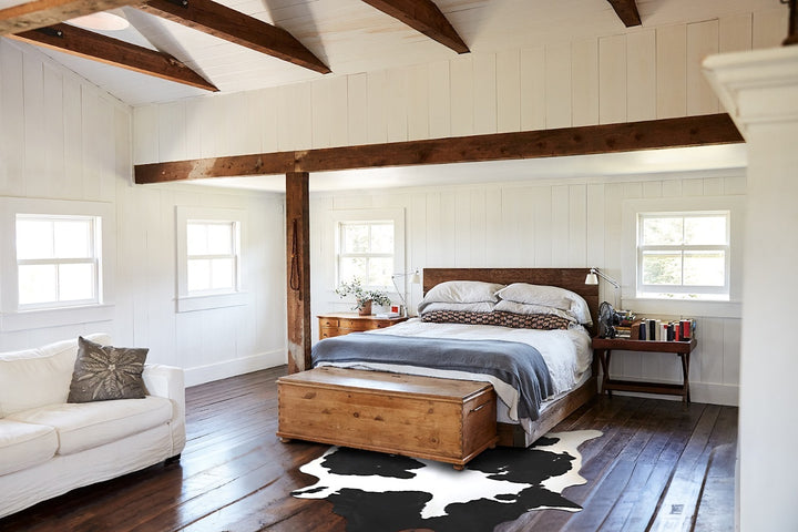 Black and White XX-Large Brazilian Cowhide Rug 7'9"H x 6'11"W #A43701 by Hudson Hides