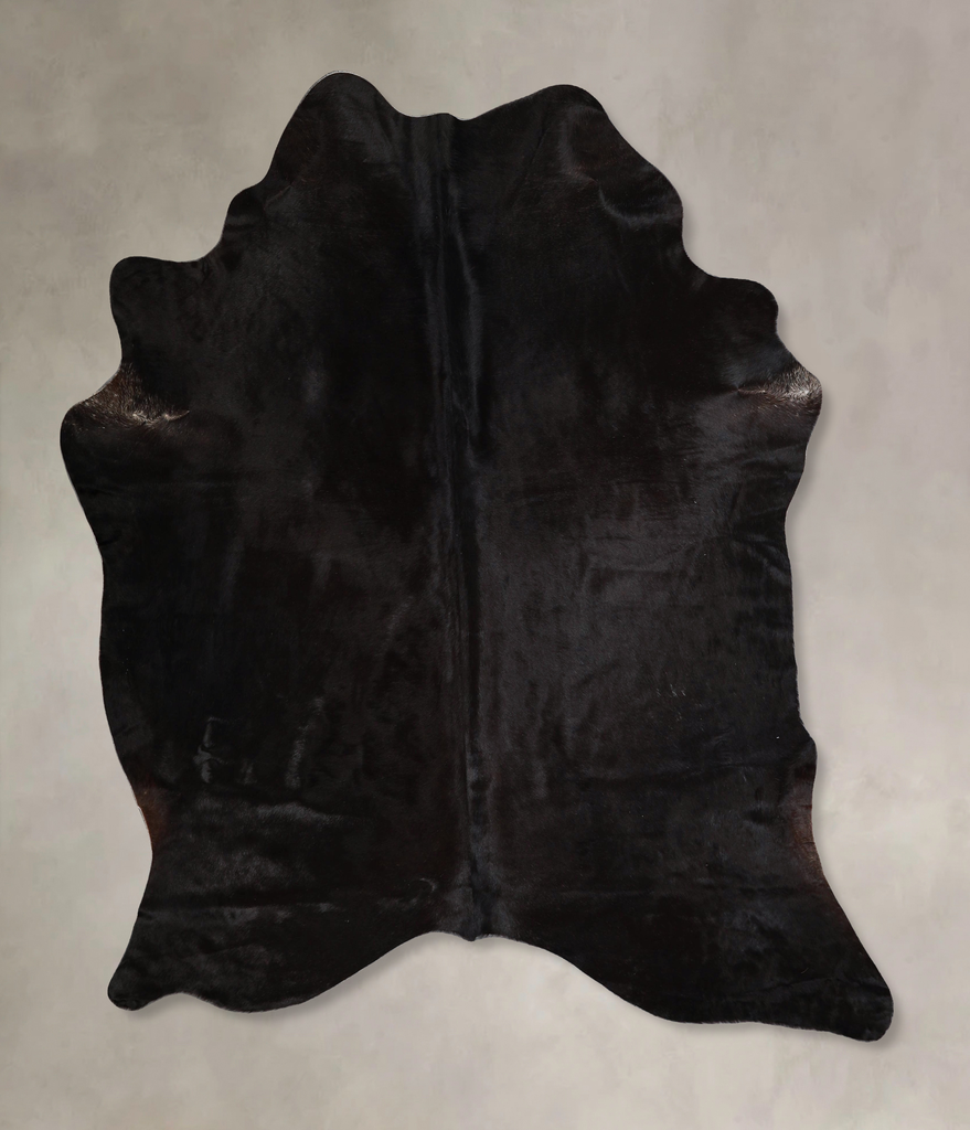 Solid Black X-Large Brazilian Cowhide Rug 6'11"H x 5'11"W #A43703 by Hudson Hides