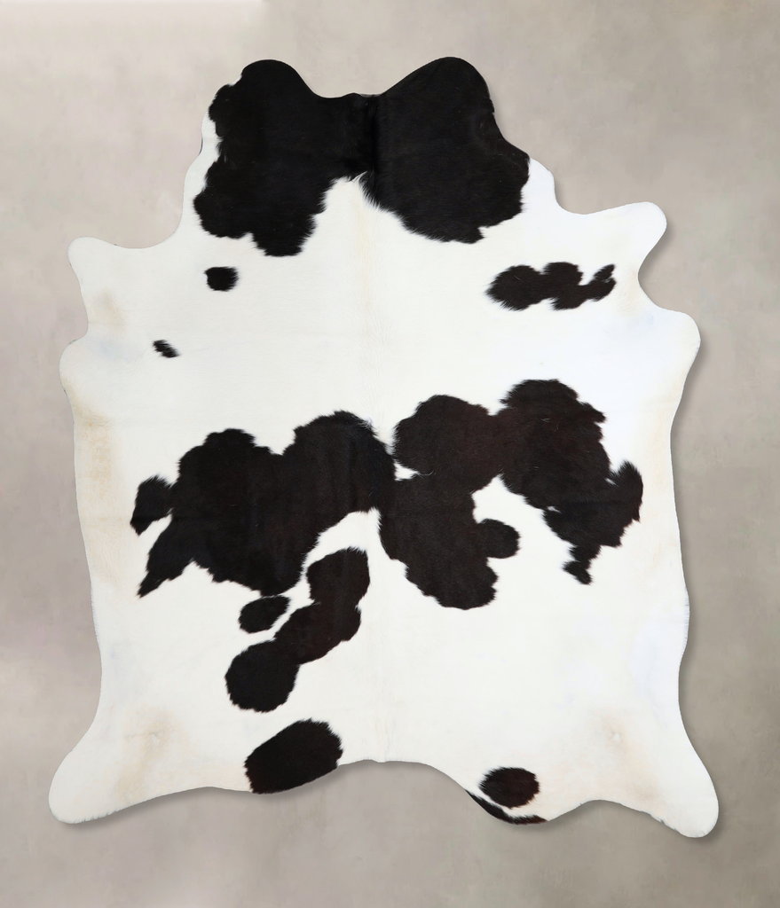 Black and White X-Large Brazilian Cowhide Rug 7'1"H x 5'11"W #A43715 by Hudson Hides