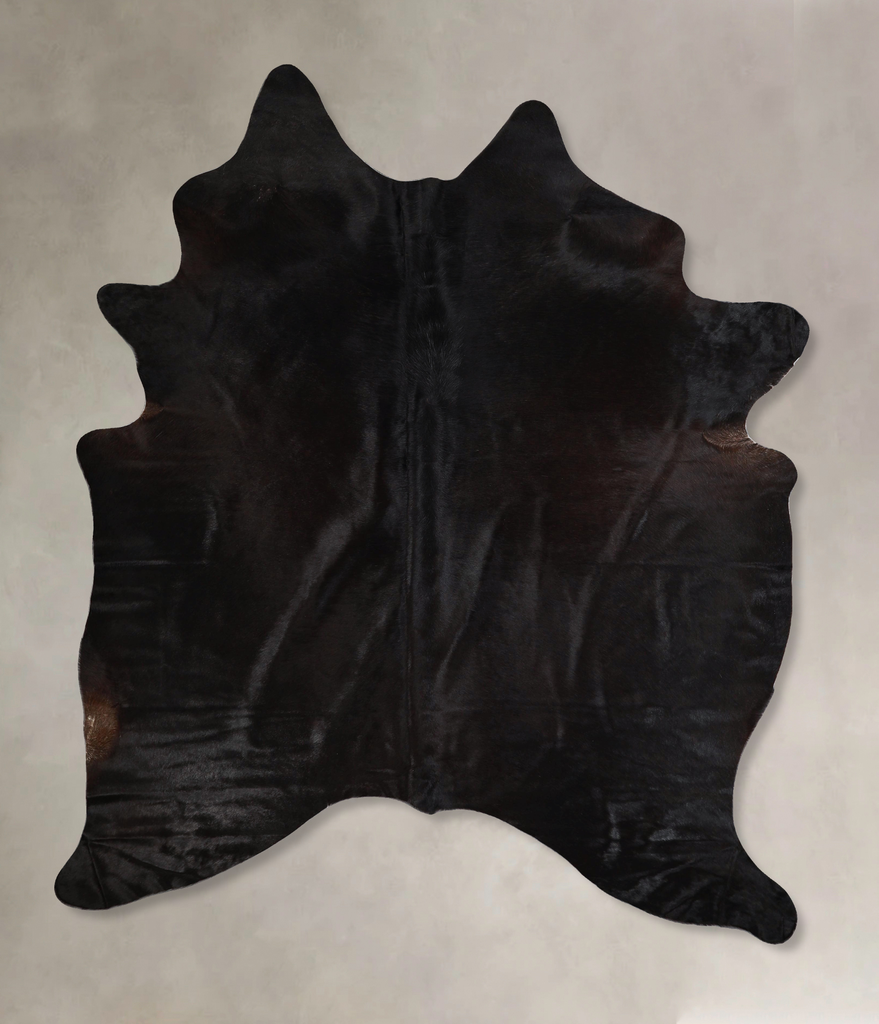Solid Black X-Large Brazilian Cowhide Rug 7'5"H x 5'9"W #A43720 by Hudson Hides