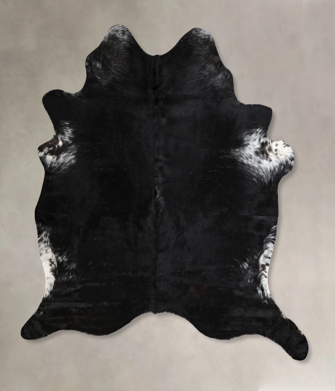 Solid Black X-Large Brazilian Cowhide Rug 7'1"H x 6'3"W #A43721 by Hud