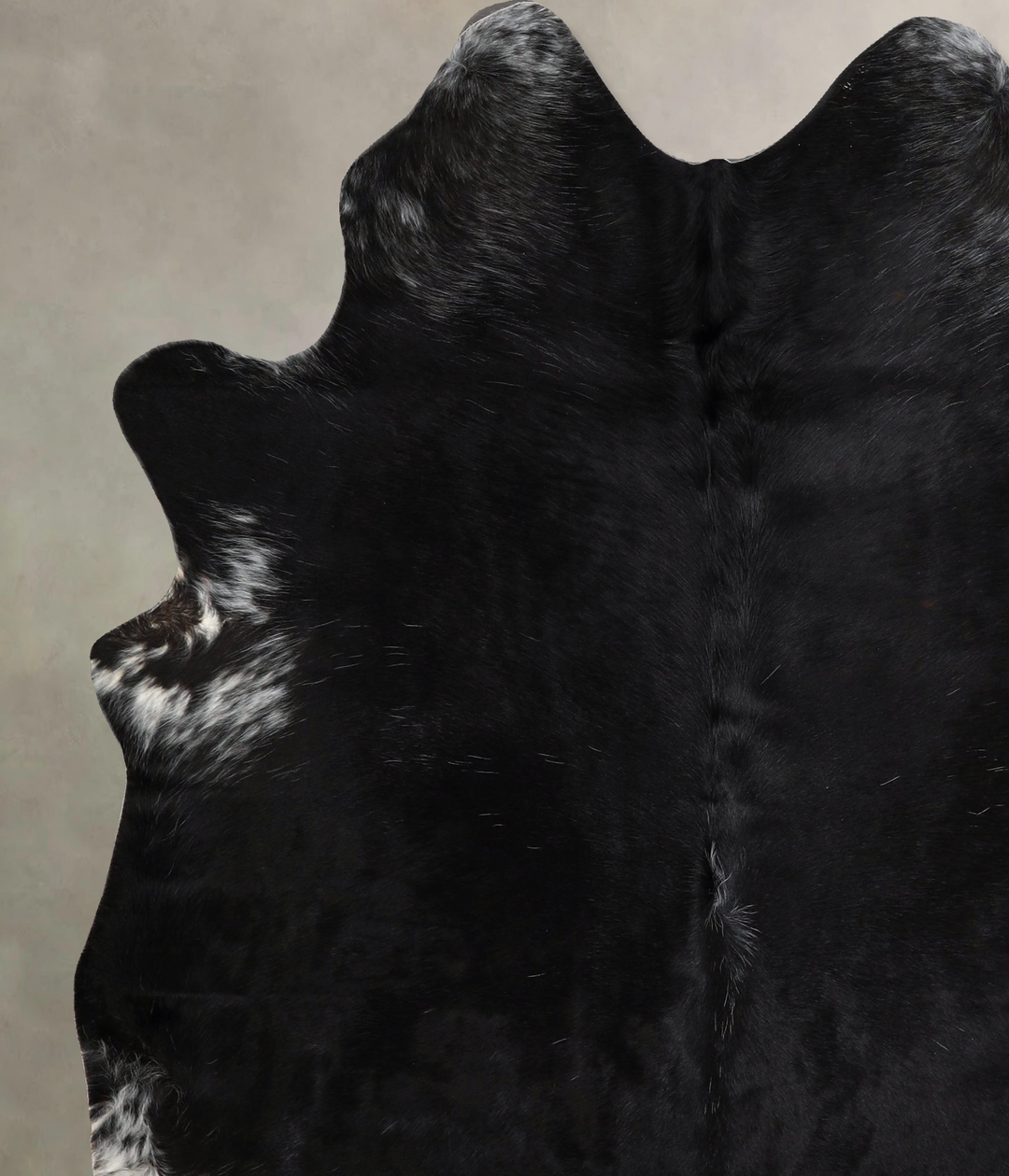Solid Black X-Large Brazilian Cowhide Rug 7'1"H x 6'3"W #A43721 by Hud