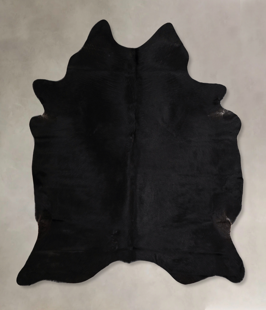 Solid Black X-Large Brazilian Cowhide Rug 6'9"H x 5'11"W #A43723 by Hudson Hides