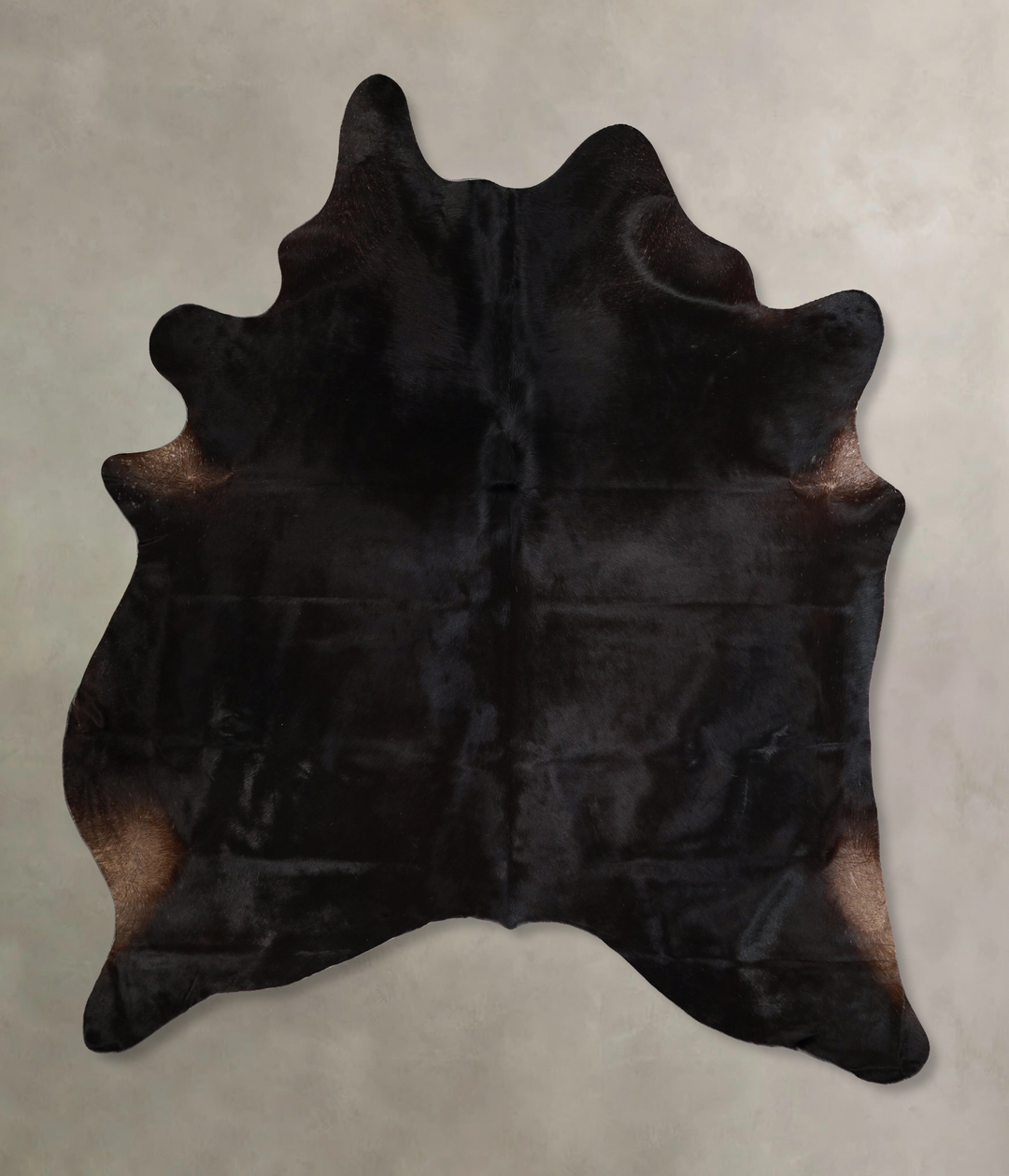 Solid Black X-Large Brazilian Cowhide Rug 7'7"H x 6'6"W #A43732 by Hud