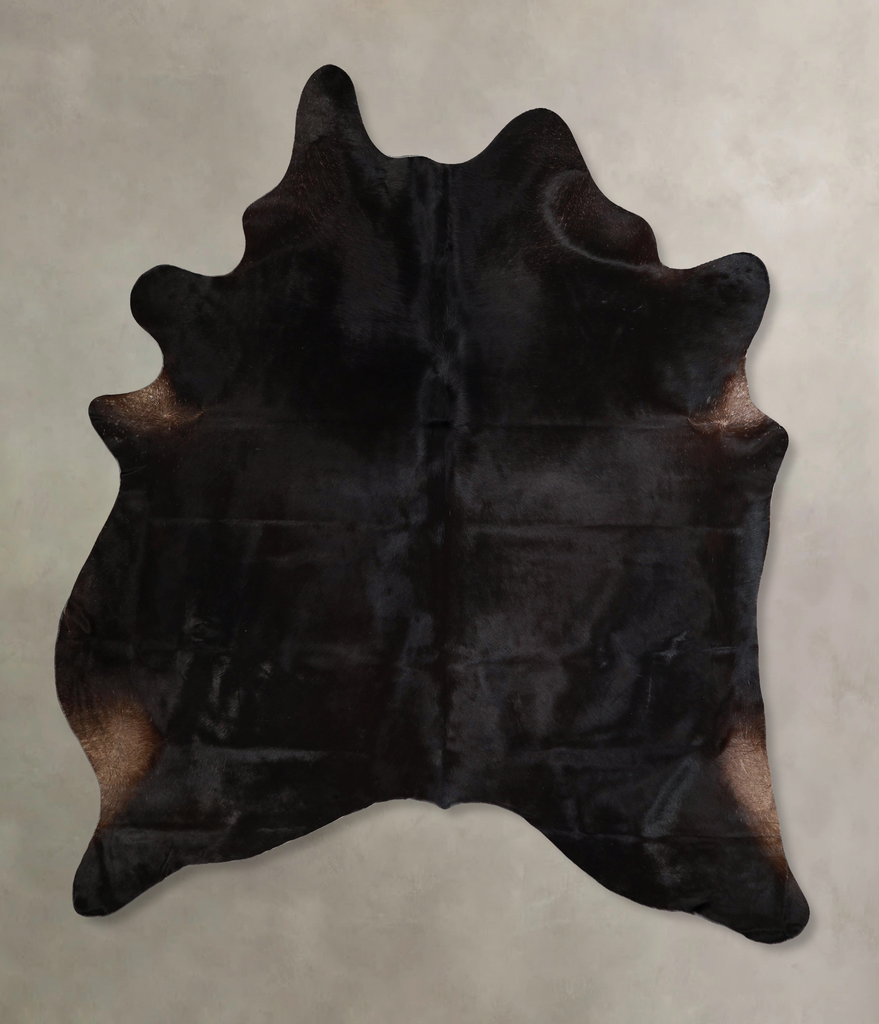 Solid Black X-Large Brazilian Cowhide Rug 7'7"H x 6'6"W #A43732 by Hudson Hides