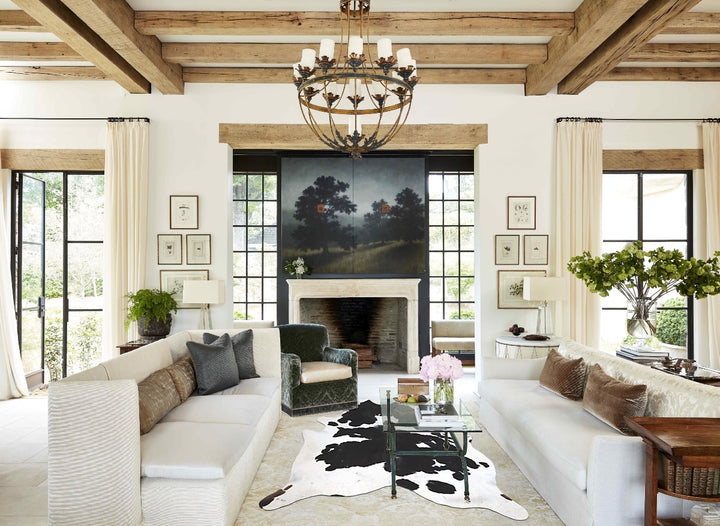 Black and White X-Large Brazilian Cowhide Rug 7'3"H x 6'6"W #A43736 by Hudson Hides