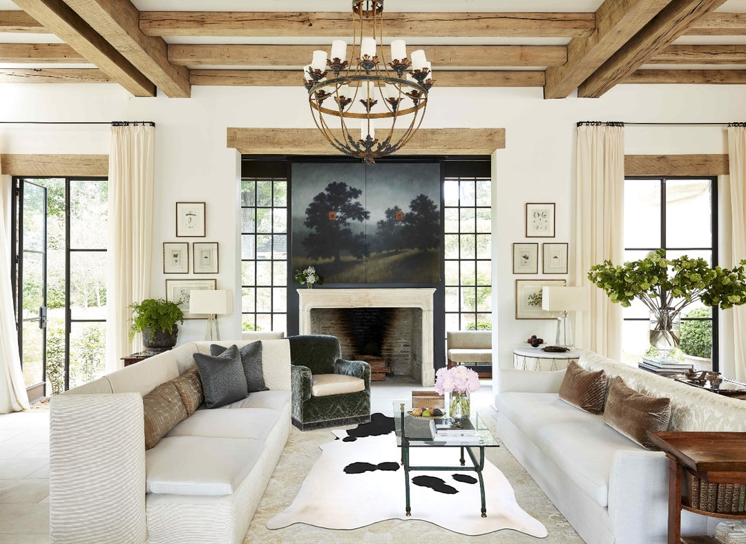 Black and White X-Large Brazilian Cowhide Rug 7'4"H x 6'8"W #A43739 by