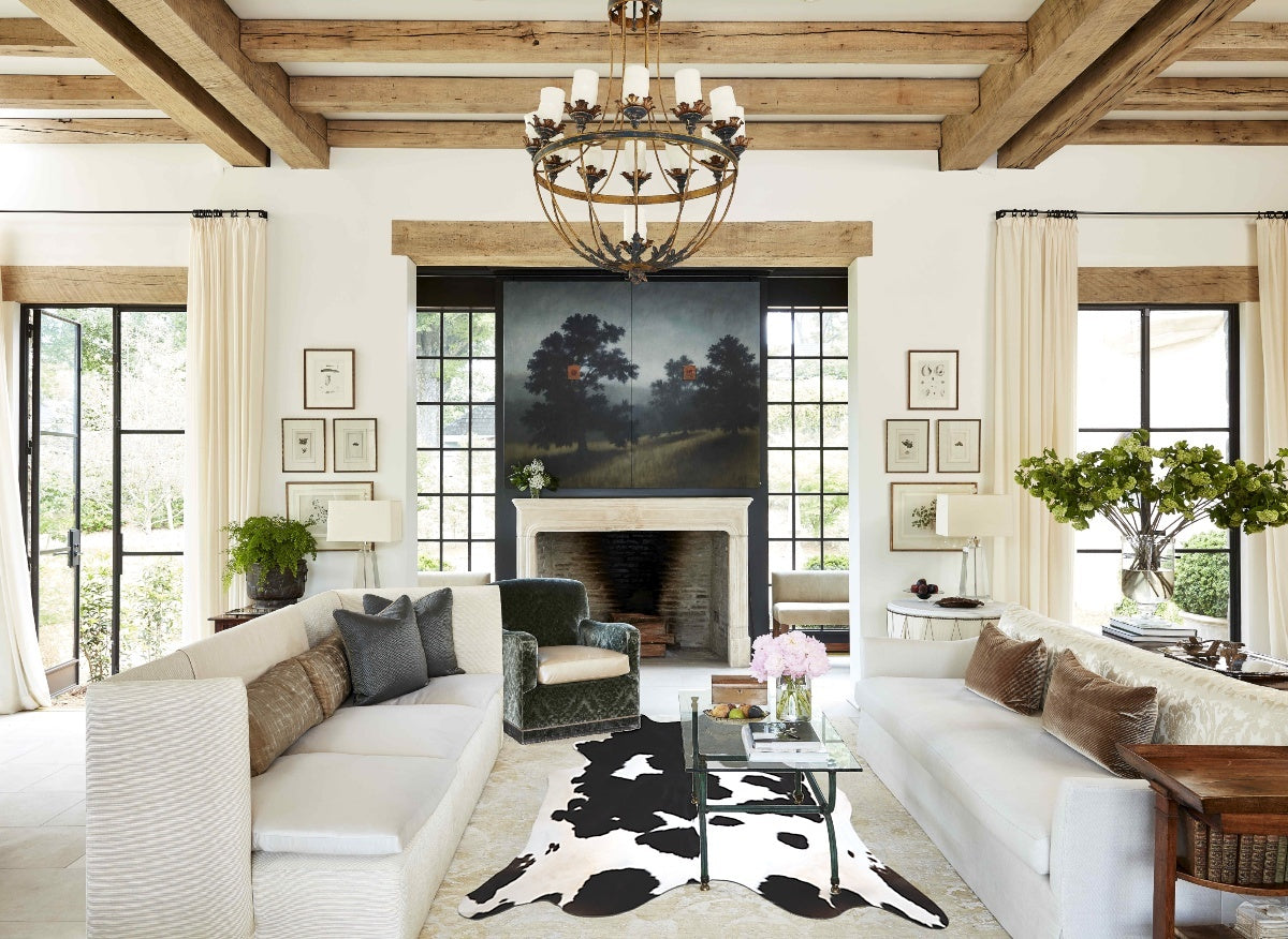 Black and White XX-Large Brazilian Cowhide Rug 7'7"H x 7'2"W #A43746 by Hudson Hides