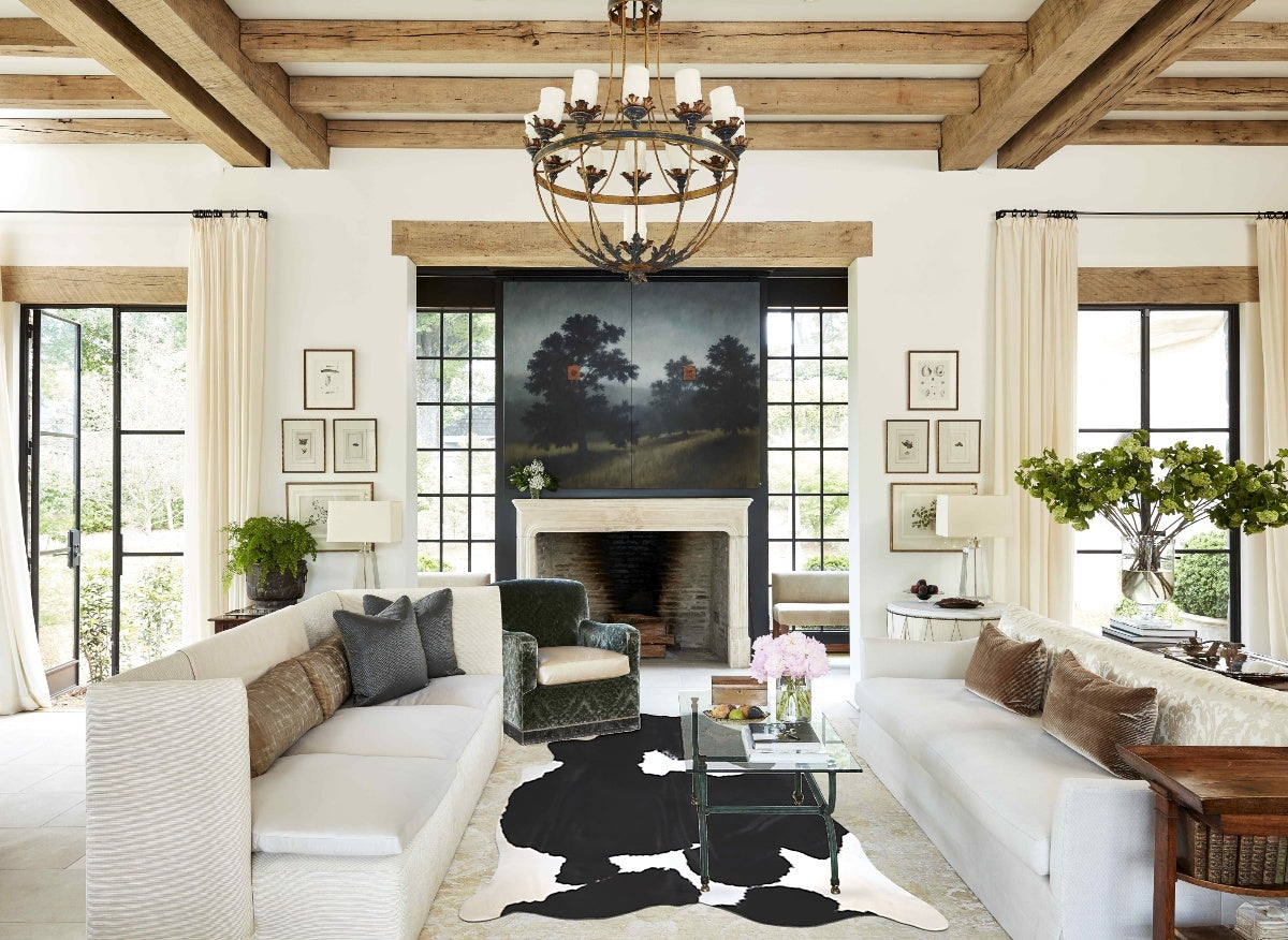 Black and White XX-Large Brazilian Cowhide Rug 8'1"H x 6'5"W #A43747 by Hudson Hides