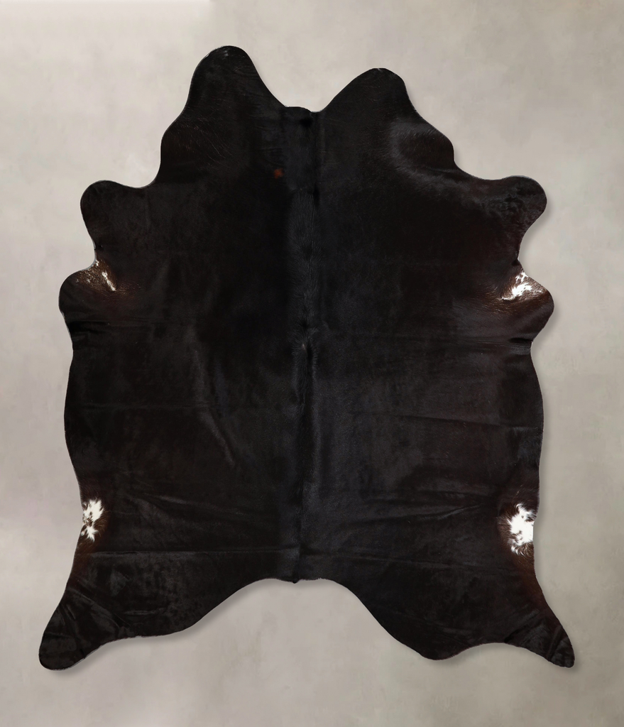 Solid Black X-Large Brazilian Cowhide Rug 6'10"H x 5'11"W #A43749 by Hudson Hides