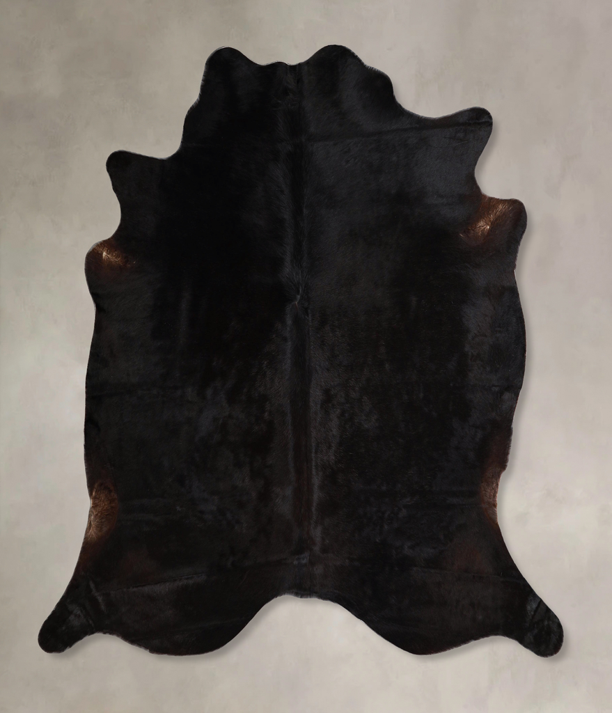 Solid Black X-Large Brazilian Cowhide Rug 6'4"H x 6'5"W #A43750 by Hudson Hides