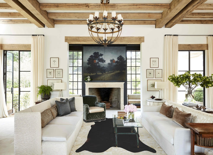 Solid Black X-Large Brazilian Cowhide Rug 6'4"H x 6'5"W #A43750 by Hudson Hides