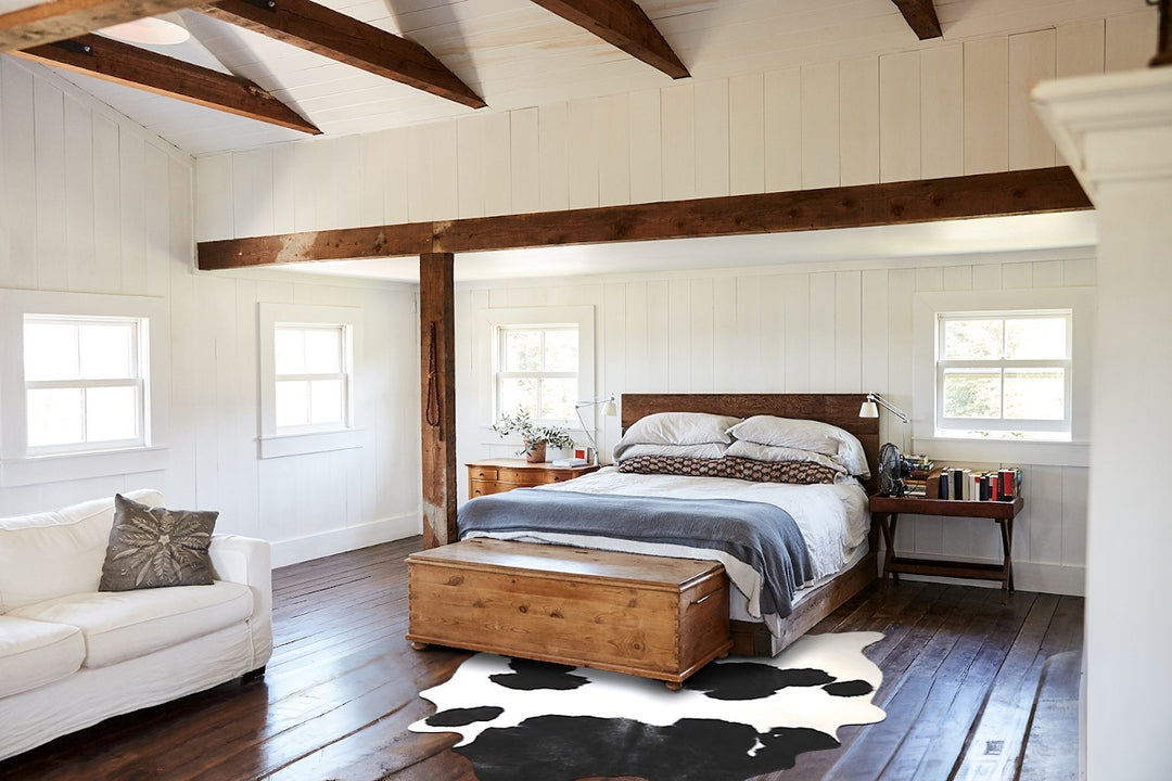 Black and White X-Large Brazilian Cowhide Rug 7'5"H x 6'6"W #A43757 by
