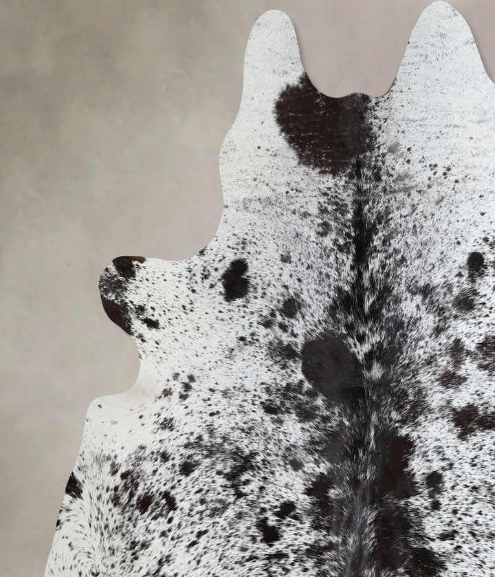 Salt and Pepper Black X-Large Brazilian Cowhide Rug 7'2"H x 6'9"W #A43773 by Hudson Hides