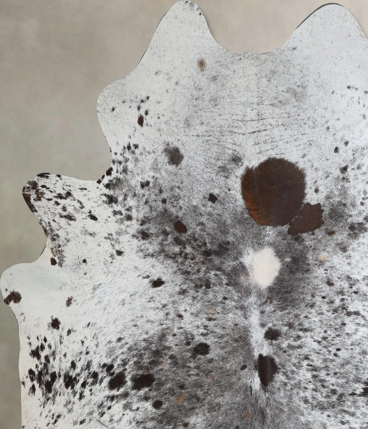 Salt and Pepper Black XX-Large Brazilian Cowhide Rug 7'10"H x 7'0"W #A43774 by Hudson Hides