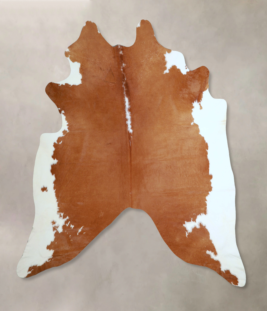 Brown and White Regular XX-Large Brazilian Cowhide Rug 7'8"H x 6'10"W #A43792 by Hudson Hides