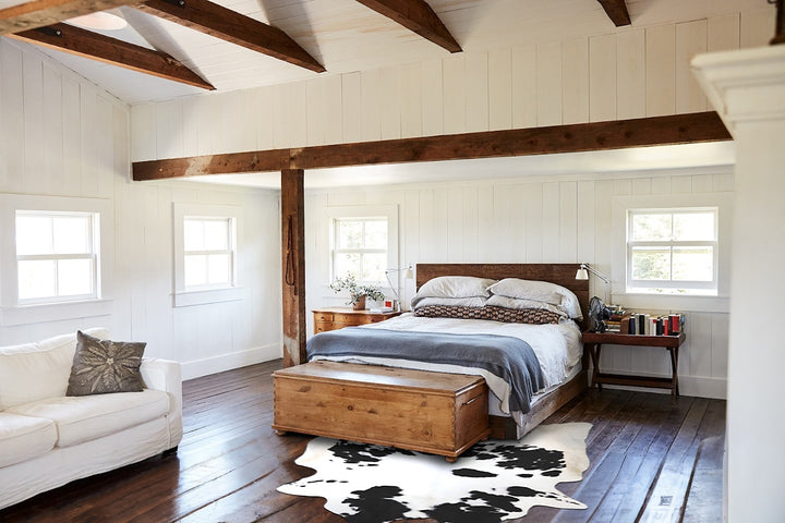 Black and White XX-Large Brazilian Cowhide Rug 7'6"H x 7'1"W #A43804 by Hudson Hides