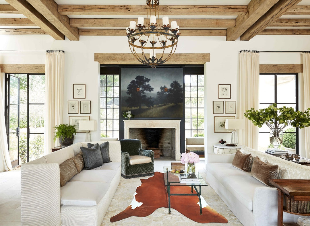 Brown and White Regular X-Large Brazilian Cowhide Rug 7'2"H x 6'10"W #