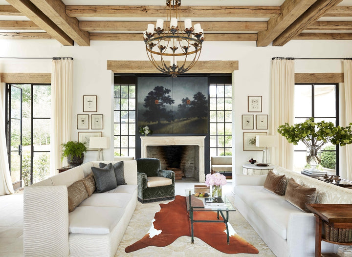 Brown and White Regular X-Large Brazilian Cowhide Rug 7'2"H x 6'10"W #A43811 by Hudson Hides