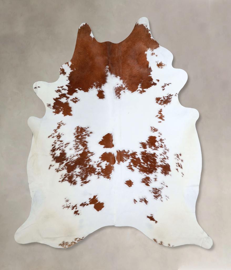 Brown and White XX-Large Brazilian Cowhide Rug 8'0"H x 6'11"W #A43814 by Hudson Hides