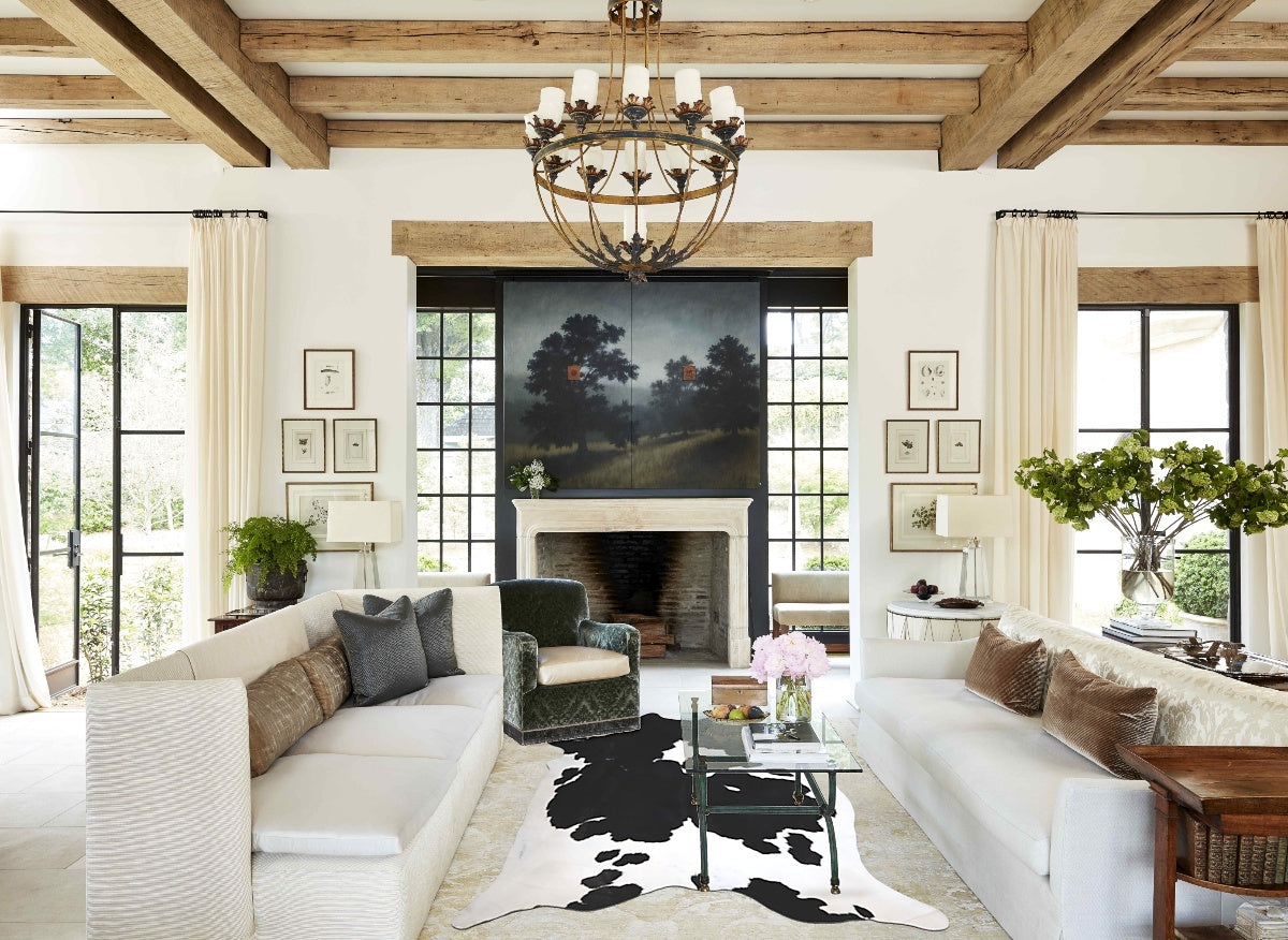 Black and White XX-Large Brazilian Cowhide Rug 7'10"H x 7'2"W #A43827 by Hudson Hides