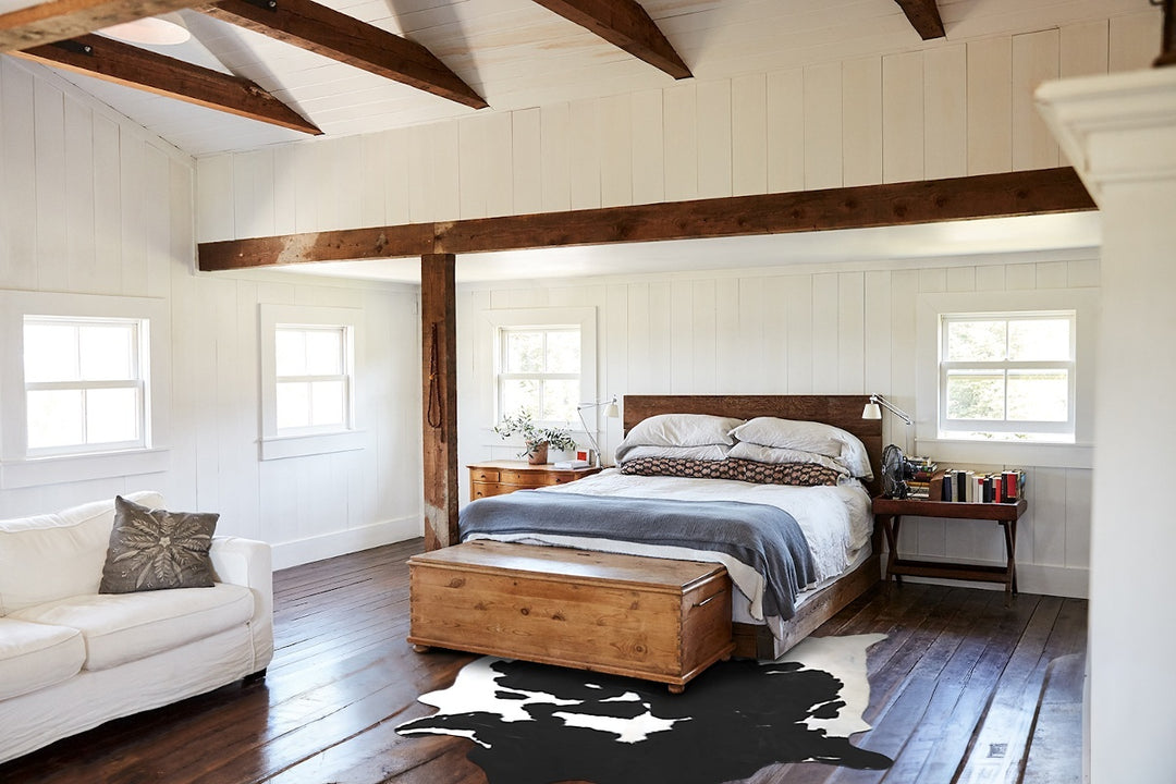 Black and White XX-Large Brazilian Cowhide Rug 7'10"H x 7'2"W #A43827 