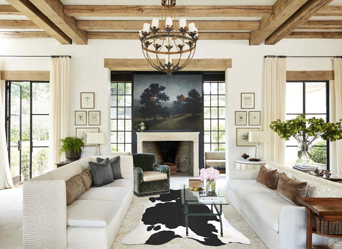 Black and White XX-Large Brazilian Cowhide Rug 7'6"H x 7'0"W #A43864 by Hudson Hides
