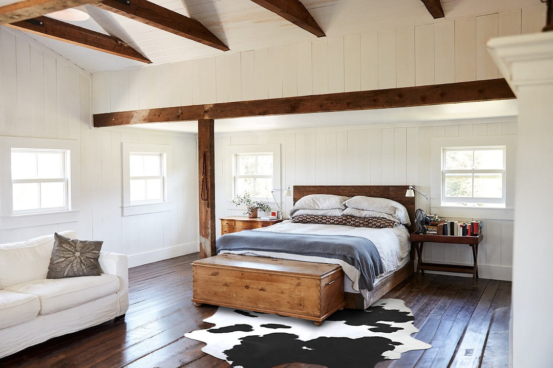 Black and White X-Large Brazilian Cowhide Rug 7'9"H x 5'11"W #A43869 b