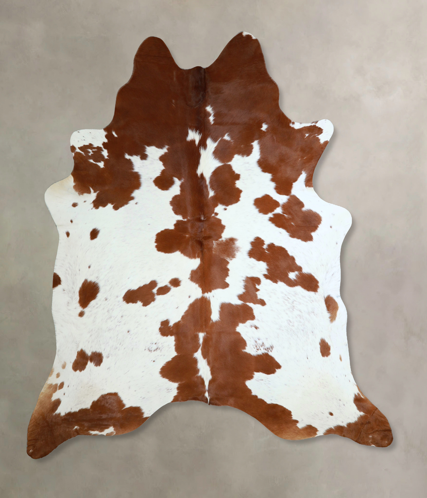 Brown and White XX-Large Brazilian Cowhide Rug 7'11"H x 6'10"W #A43878 by Hudson Hides