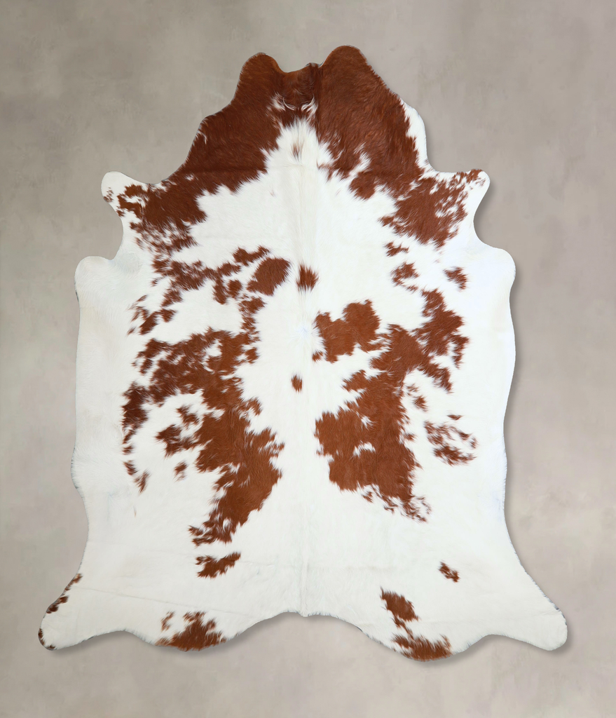 Brown and White X-Large Brazilian Cowhide Rug 6'8"H x 6'9"W #A43879 by Hudson Hides