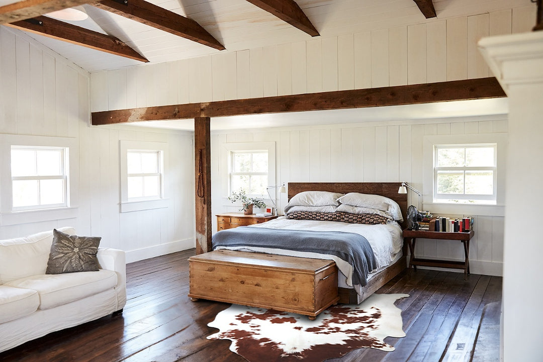 Brown and White X-Large Brazilian Cowhide Rug 6'8"H x 6'9"W #A43879 by